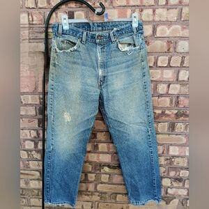 Men's Vintage 90s Levi's Jeans  505 Distressed 34 X 29 Orange Tab